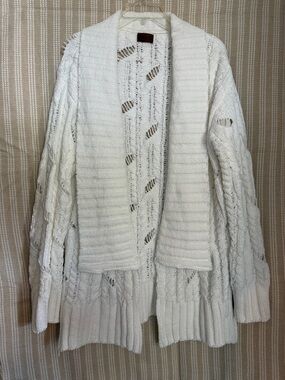 POL White Open-Knit Draped Sweater